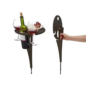 Outdoor Folding Wine Table,Portable Picnic Table,Portable Outdoor Wine Table Wood Wine Glasses & Bottle Holder, Snack and Cheese Holder Tray